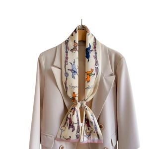 BYRON Horse Design Silk Look Satin Skinny Scarf 58” x 5”